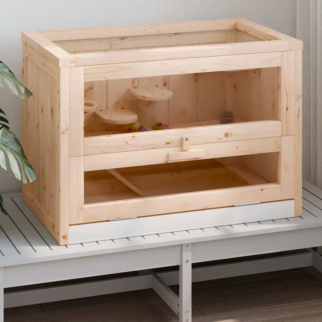 Gabbia per Criceti 60x35,5x42 cm in Legno Massello di Abete — miniatura 1 di 9