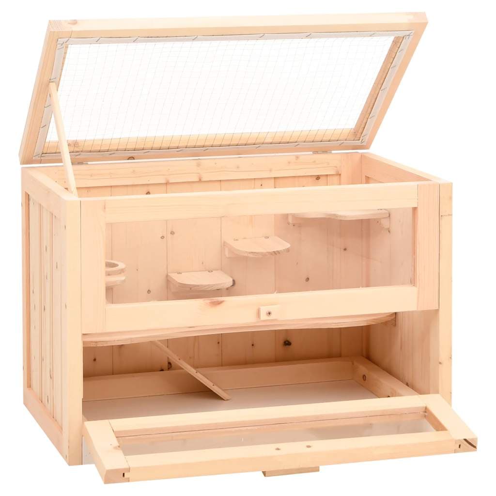 Gabbia per Criceti 60x35,5x42 cm in Legno Massello di Abete — miniatura 3 di 9
