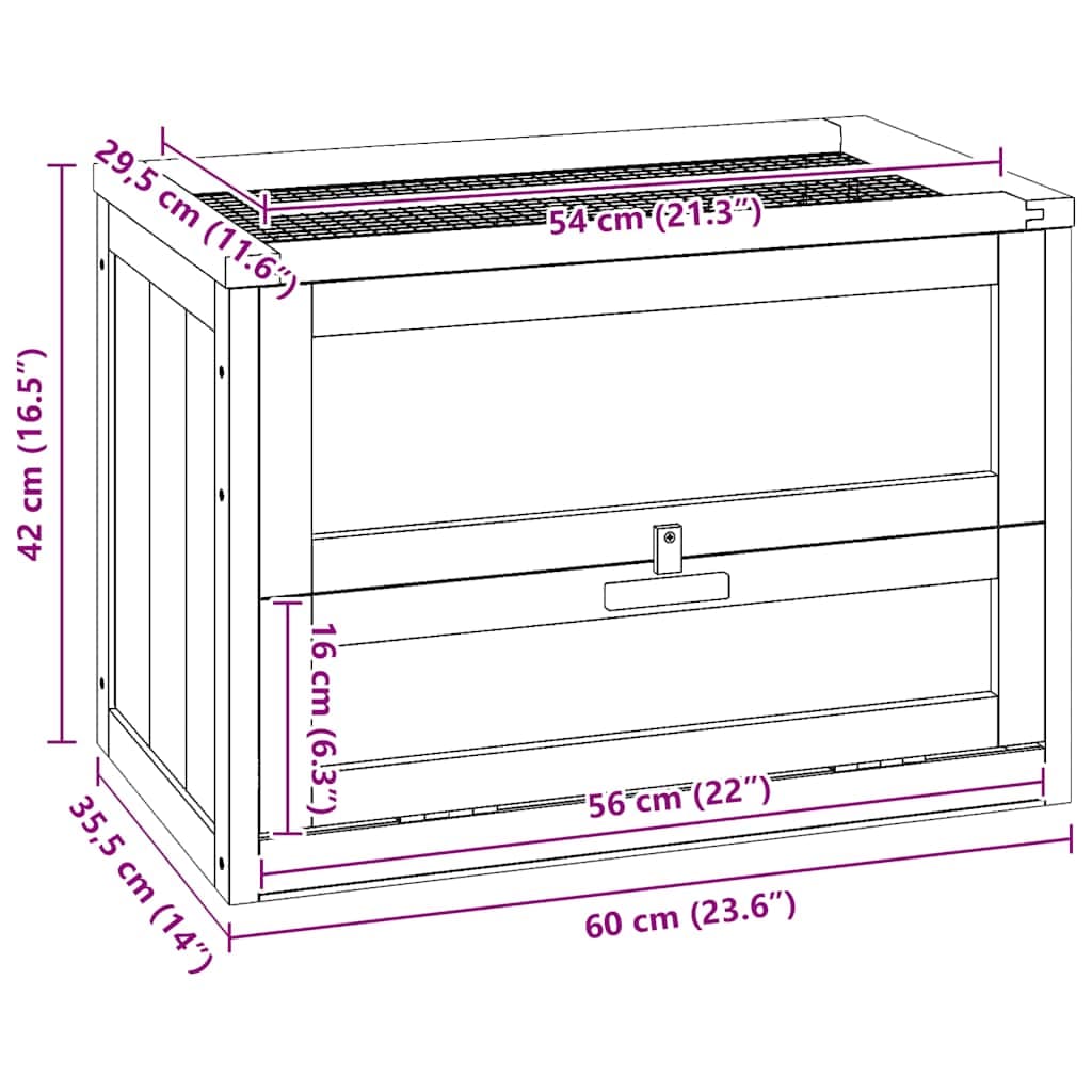 Gabbia per Criceti 60x35,5x42 cm in Legno Massello di Abete — miniatura 8 di 9