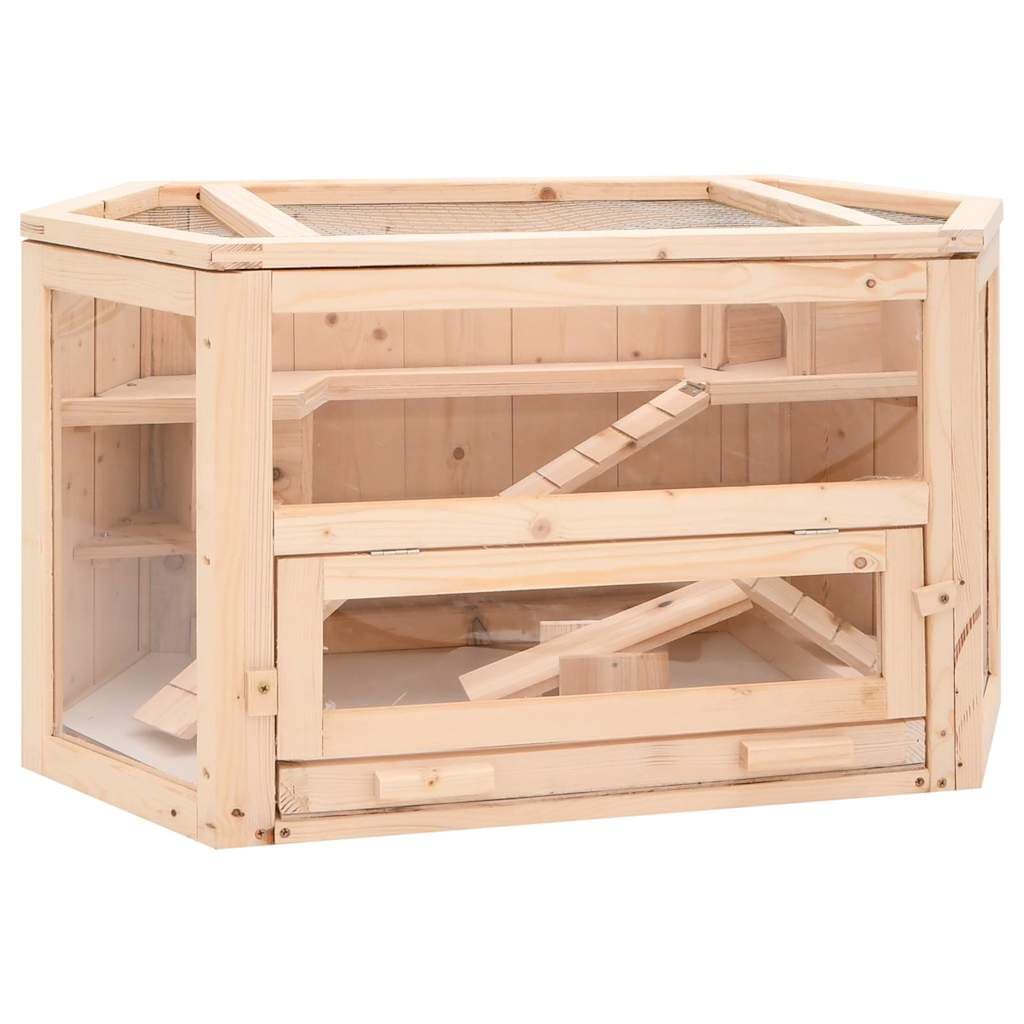 Gabbia per Criceti 80x40x43 cm in Legno Massello di Abete — miniatura 2 di 9