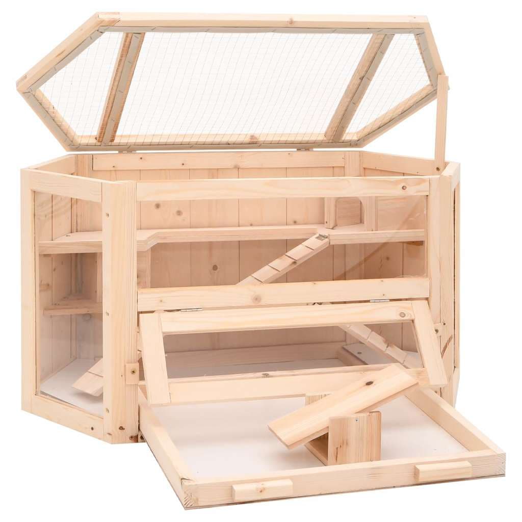 Gabbia per Criceti 80x40x43 cm in Legno Massello di Abete — miniatura 3 di 9