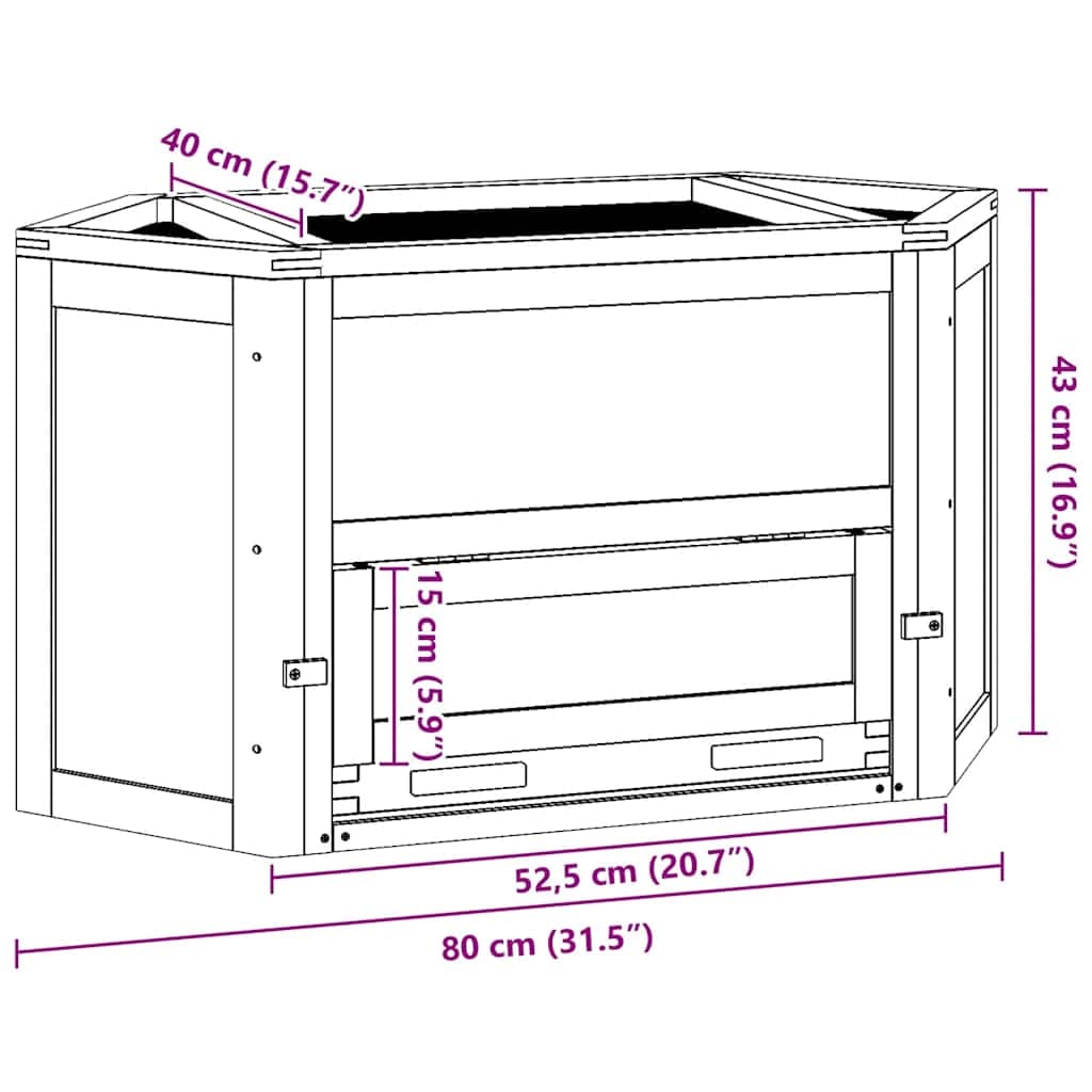 Gabbia per Criceti 80x40x43 cm in Legno Massello di Abete — miniatura 8 di 9