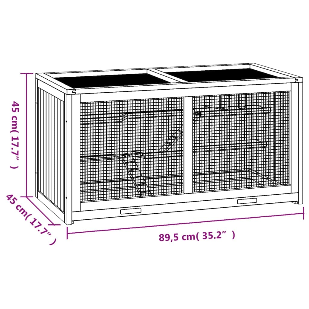 Gabbia per criceti 89,5x45x45 cm Legno massello di abete — miniatura 8 di 8