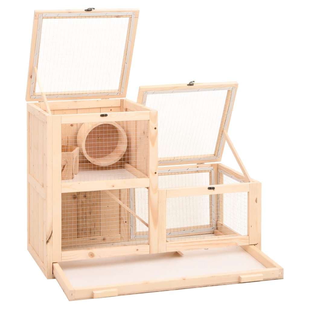 Gabbia per Criceti 81x40x60 cm in Legno Massello di Abete — miniatura 3 di 9