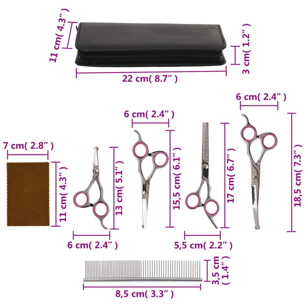 Set Forbici da Toelettatura Cani 5 pz in Acciaio Inossidabile — miniatura 9 di 9