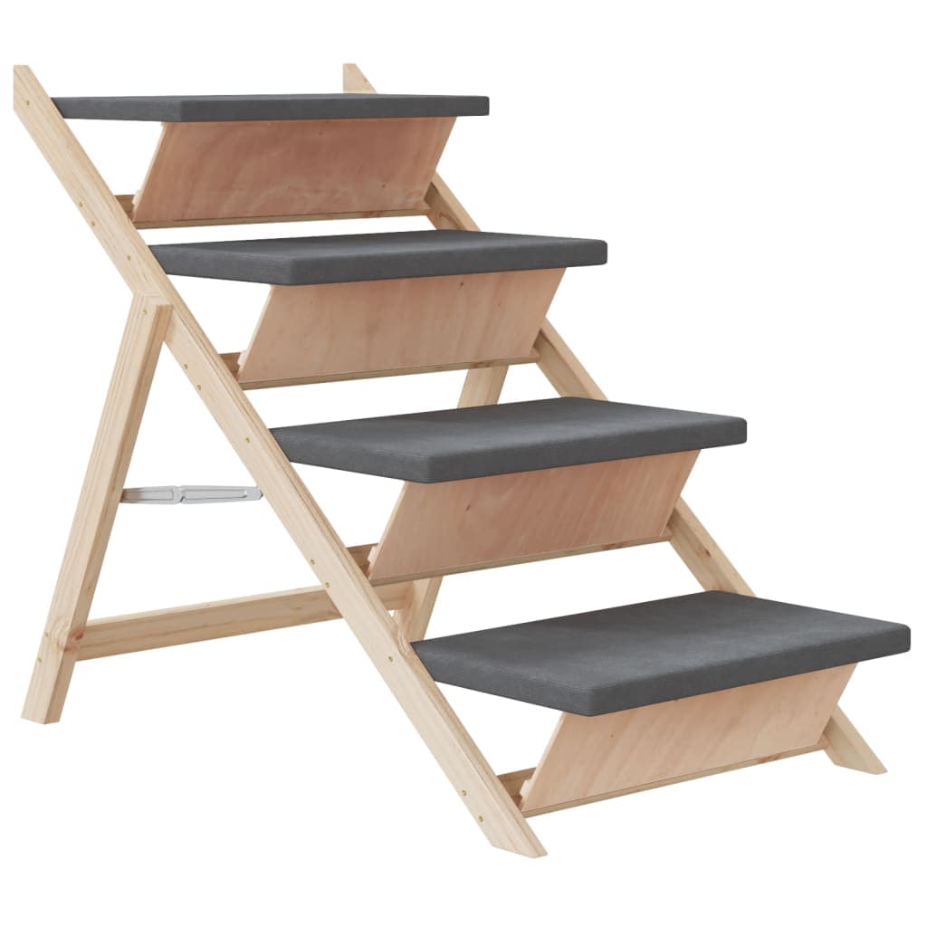 Scala per Cani Grigia 105x47 cm in Legno Massello di Abete — miniatura 2 di 8