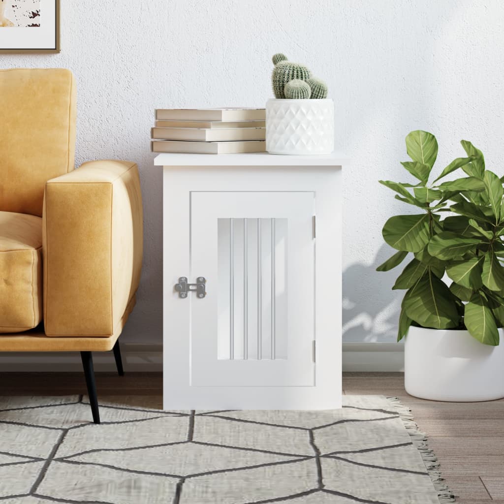Gabbia Cani da Arredamento Bianca 45x62x59cm Legno Multistrato — miniatura 3 di 12