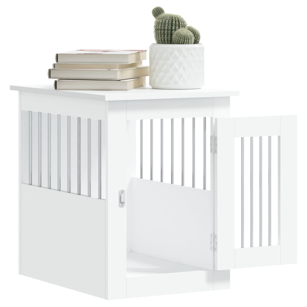 Gabbia Cani da Arredamento Bianca 45x62x59cm Legno Multistrato — miniatura 4 di 12