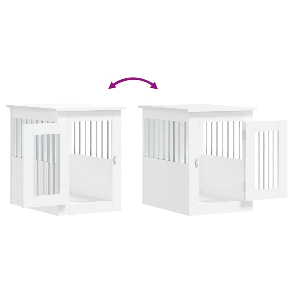 Gabbia Cani da Arredamento Bianca 45x62x59cm Legno Multistrato — miniatura 9 di 12