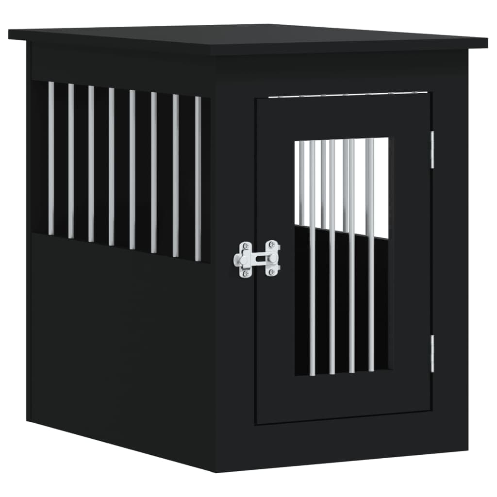 Gabbia Cani da Arredamento Nera 45x62x59cm Legno Multistrato — miniatura 2 di 12