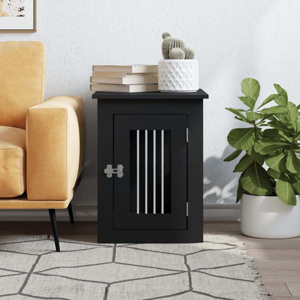 Gabbia Cani da Arredamento Nera 45x62x59cm Legno Multistrato — miniatura 3 di 12