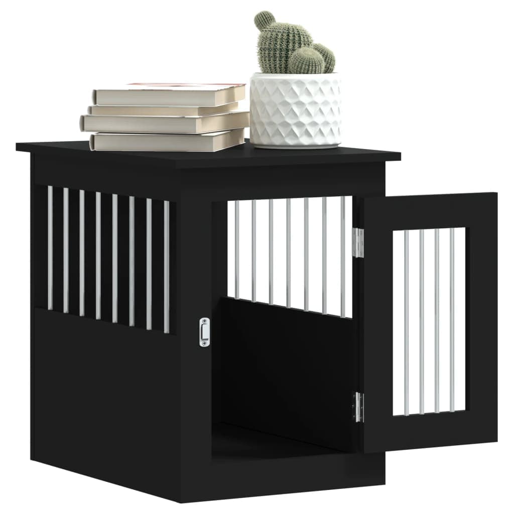 Gabbia Cani da Arredamento Nera 45x62x59cm Legno Multistrato — miniatura 4 di 12
