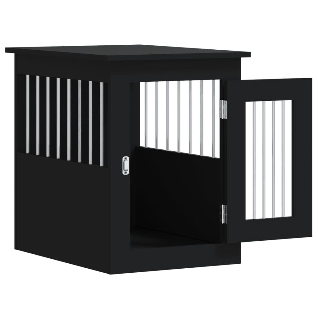Gabbia Cani da Arredamento Nera 45x62x59cm Legno Multistrato — miniatura 5 di 12