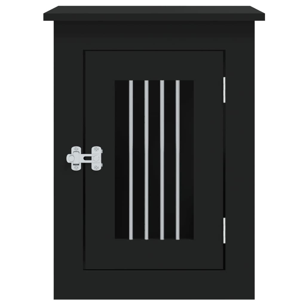 Gabbia Cani da Arredamento Nera 45x62x59cm Legno Multistrato — miniatura 6 di 12