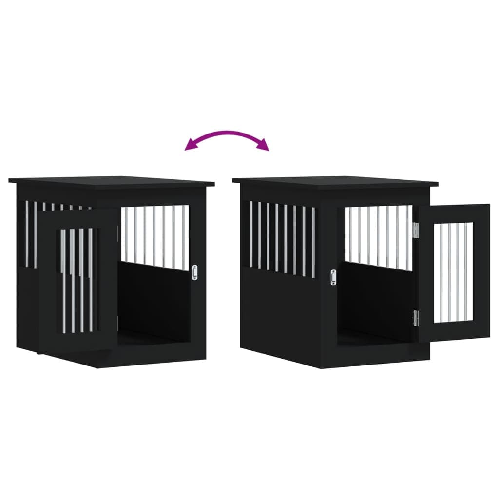 Gabbia Cani da Arredamento Nera 45x62x59cm Legno Multistrato — miniatura 9 di 12