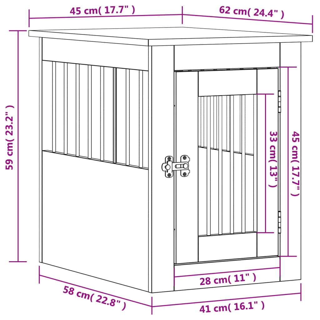 Gabbia Cani da Arredamento Rovere Sonoma 45x62x59cm Multistrato — miniatura 12 di 12