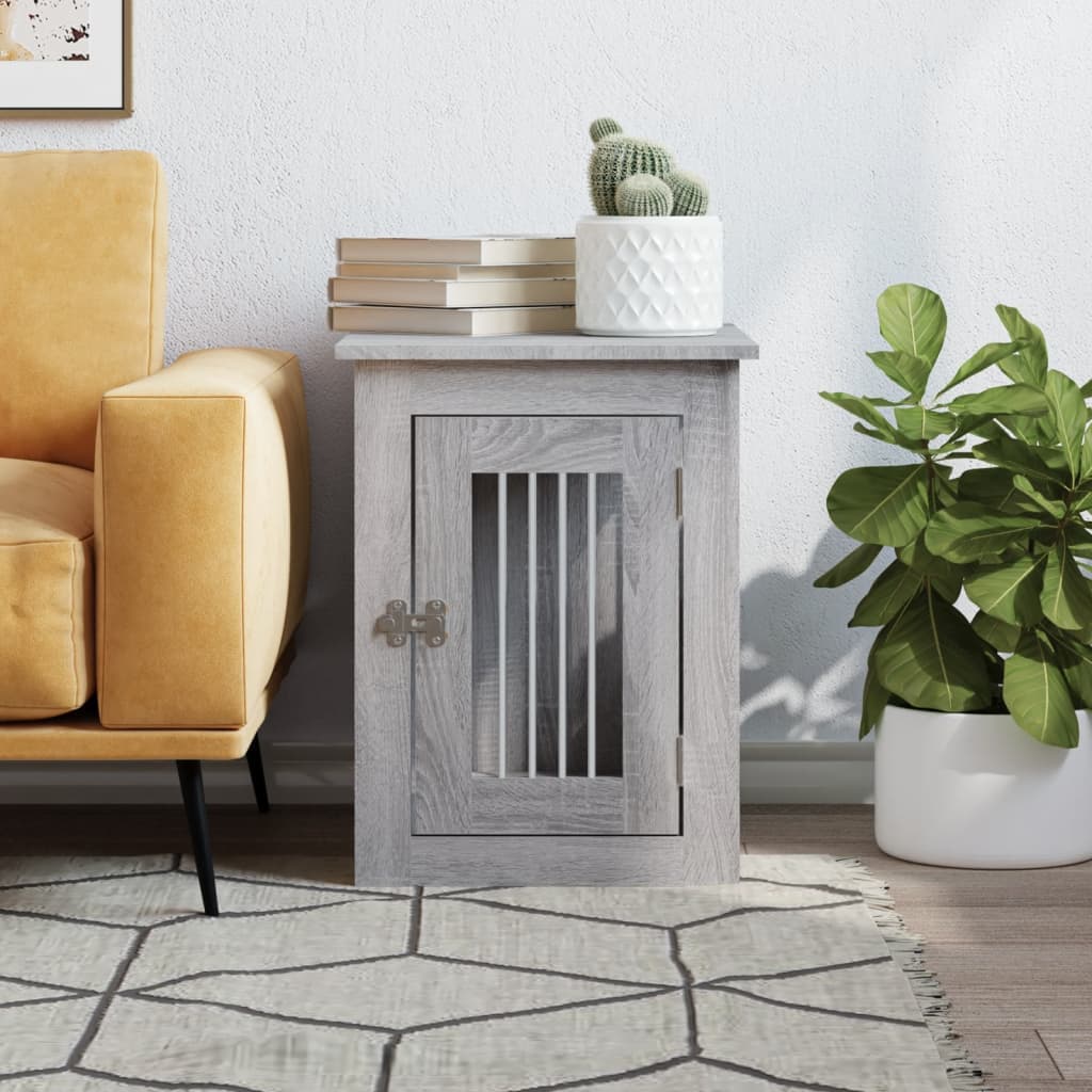 Gabbia Cani da Arredamento Grigio Sonoma 45x62x59cm Multistrato — miniatura 3 di 12