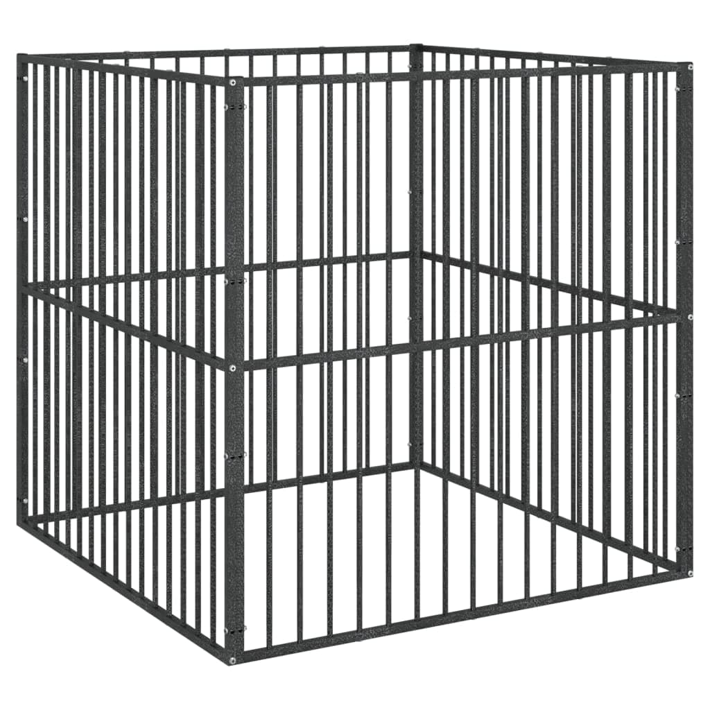 Box per Cani 4 Pannelli Nero Acciaio Zincato — miniatura 2 di 7