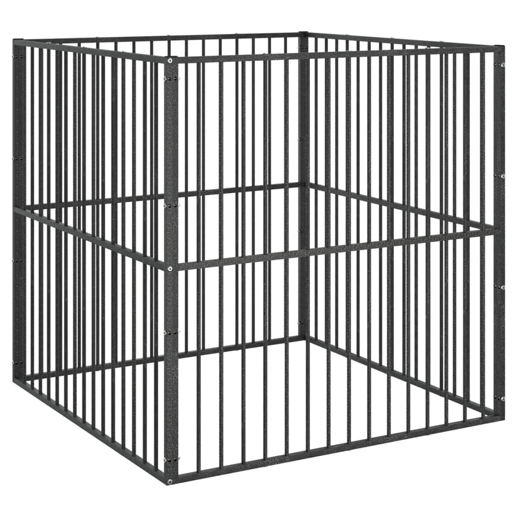 Box per Cani 4 Pannelli Nero Acciaio Zincato — miniatura 5 di 7