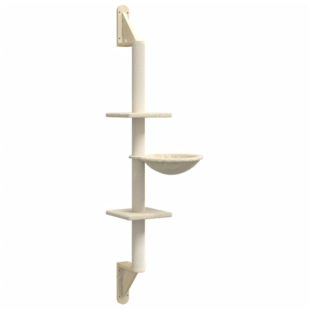 Albero per Gatti con Tiragraffi a Parete Crema 142,5 cm — miniatura 2 di 6