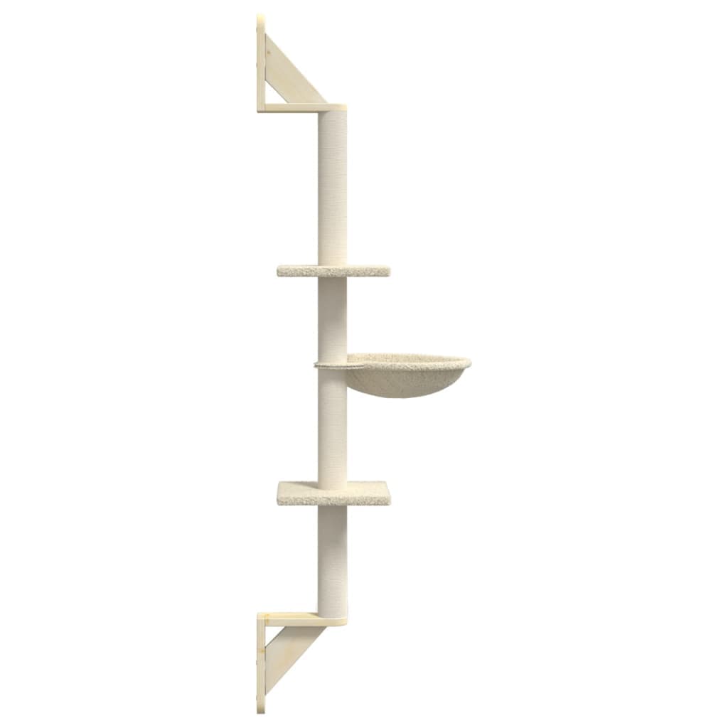 Albero per Gatti con Tiragraffi a Parete Crema 142,5 cm — miniatura 4 di 6