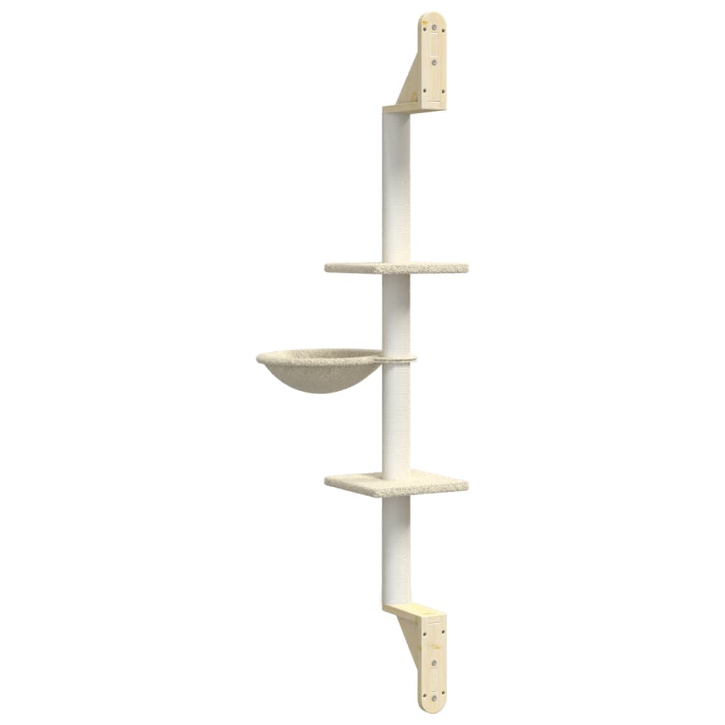 Albero per Gatti con Tiragraffi a Parete Crema 142,5 cm — miniatura 5 di 6