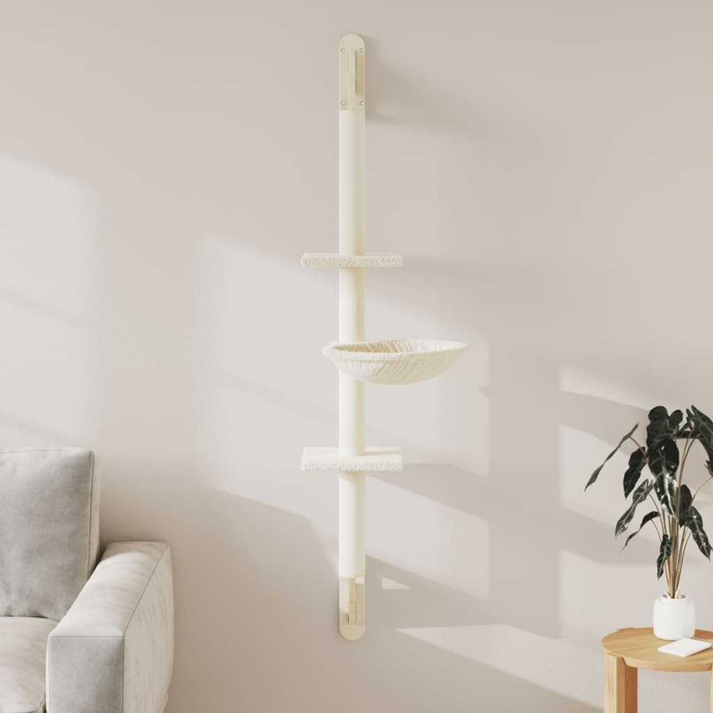 Albero per Gatti con Tiragraffi a Parete Crema 142,5 cm — miniatura 1 di 6