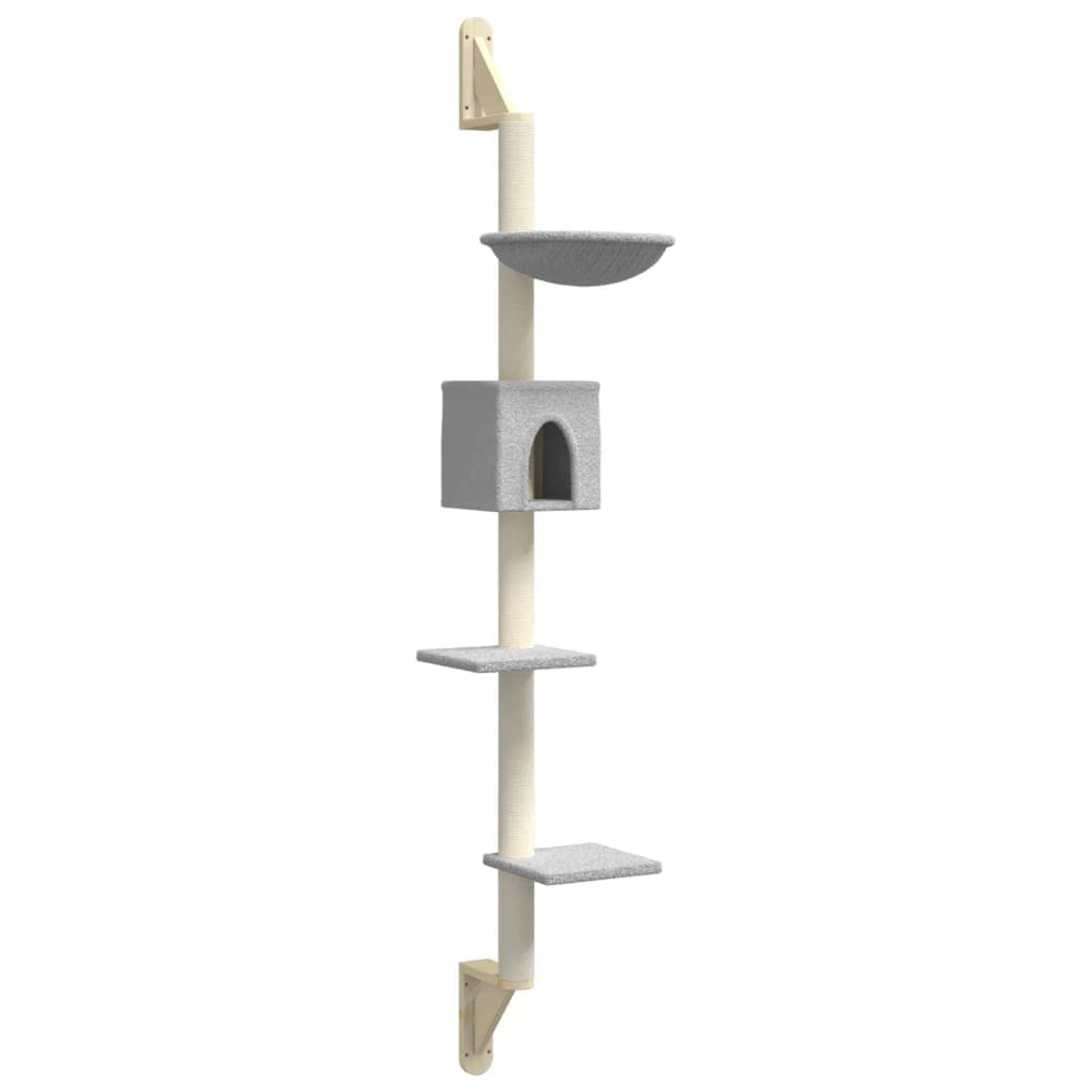 Albero per Gatti con Tiragraffi a Parete Grigio Chiaro 187 cm — miniatura 2 di 6