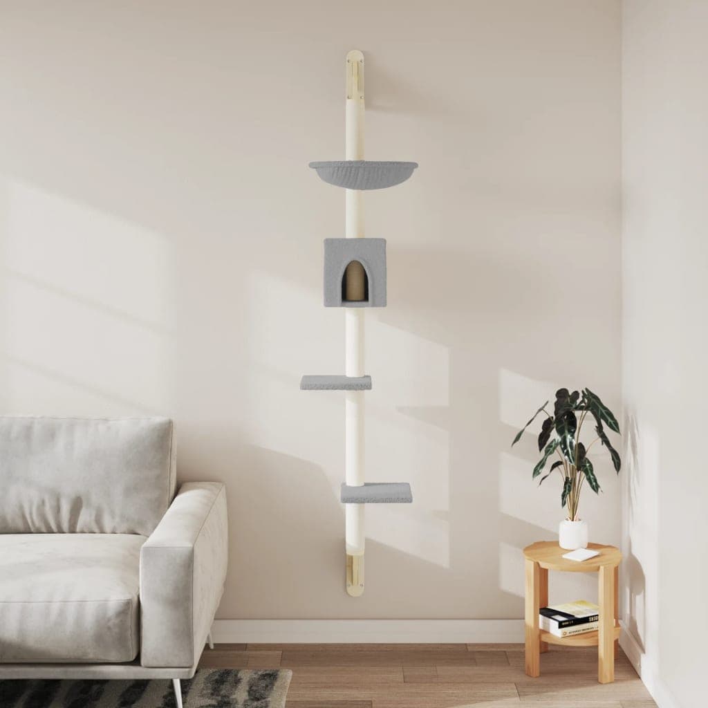 Albero per Gatti con Tiragraffi a Parete Grigio Chiaro 187 cm — miniatura 3 di 6