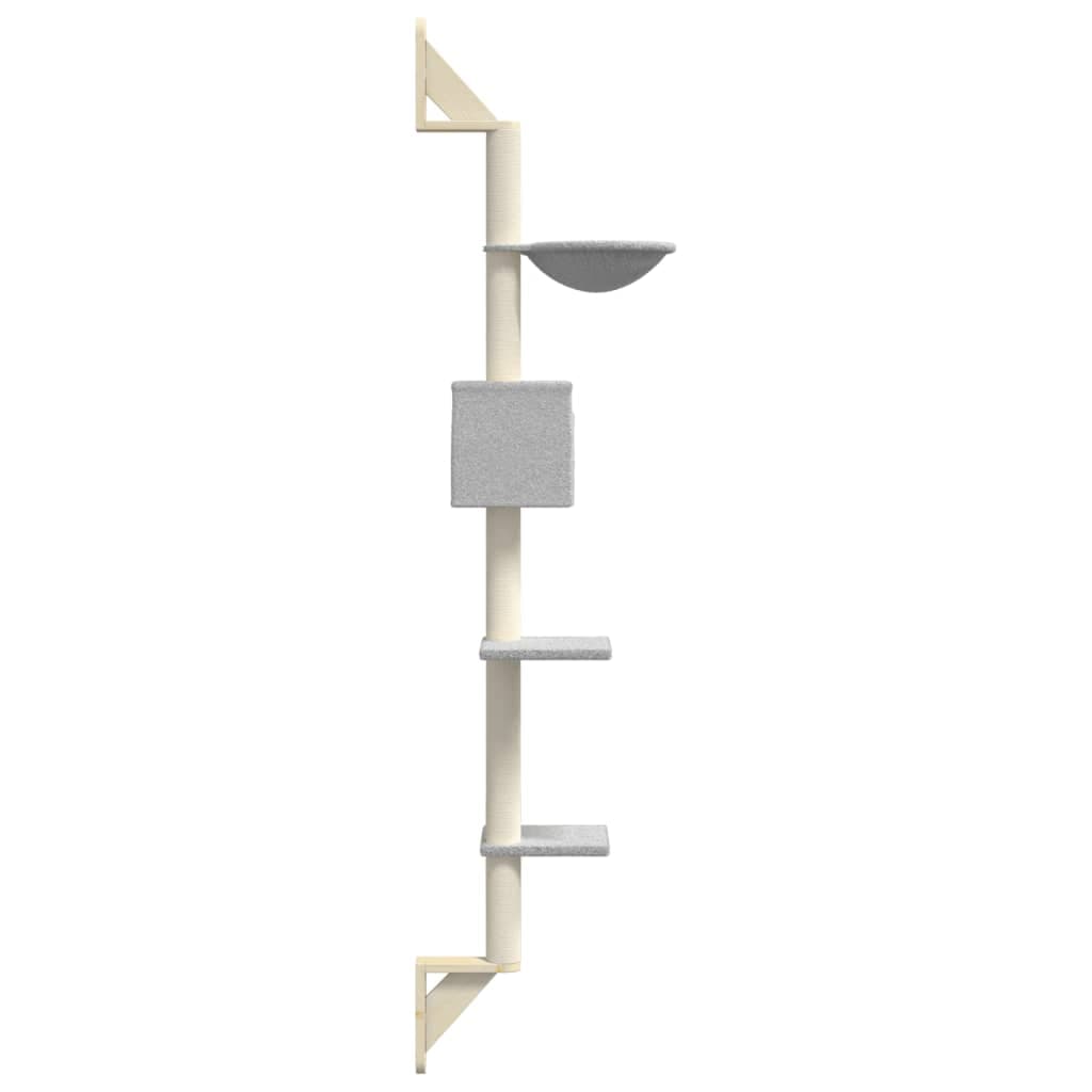 Albero per Gatti con Tiragraffi a Parete Grigio Chiaro 187 cm — miniatura 4 di 6