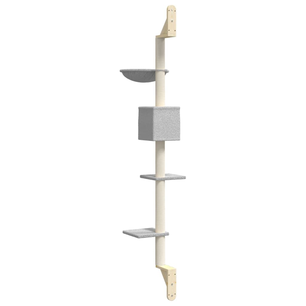 Albero per Gatti con Tiragraffi a Parete Grigio Chiaro 187 cm — miniatura 5 di 6