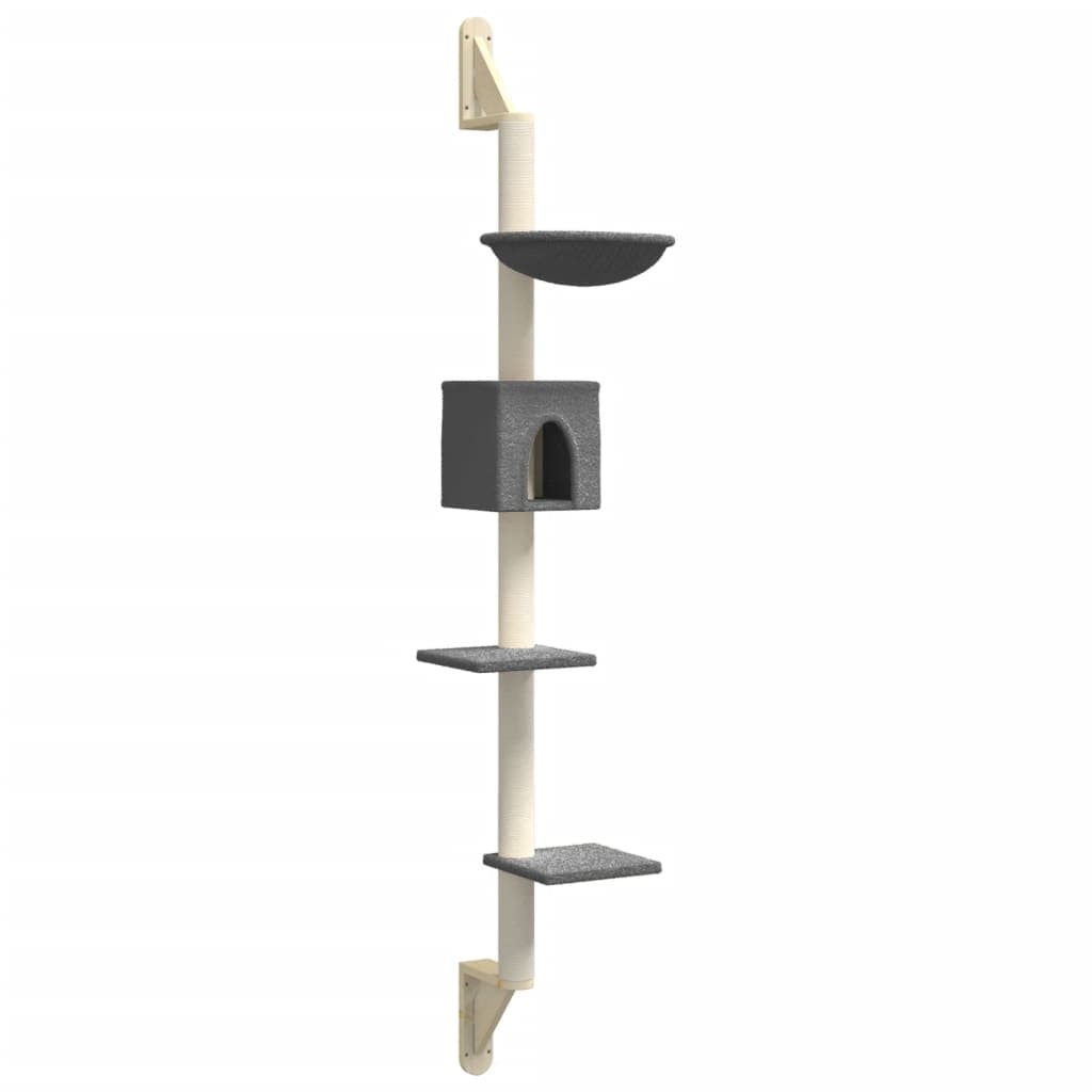 Albero per Gatti con Tiragraffi a Parete Grigio Scuro 187 cm — miniatura 2 di 6