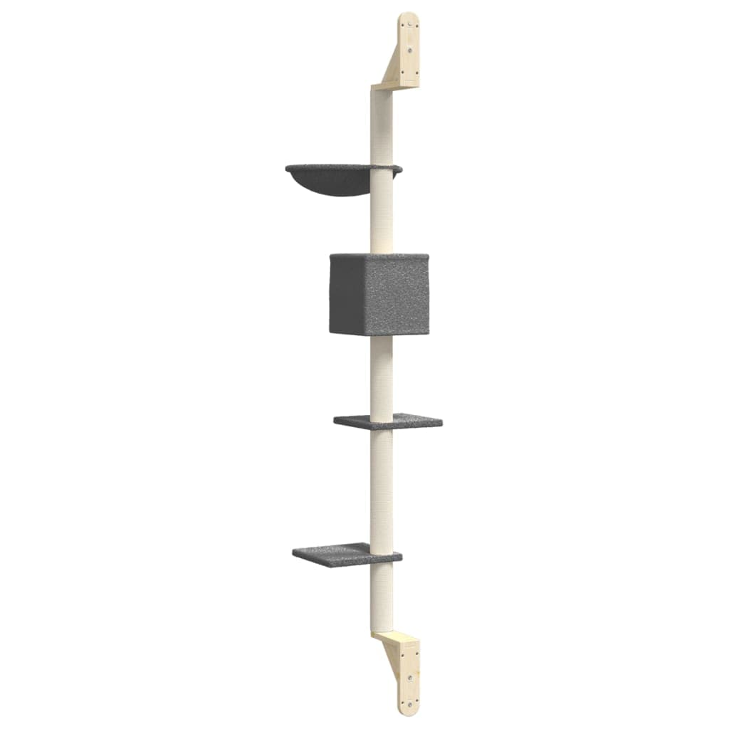 Albero per Gatti con Tiragraffi a Parete Grigio Scuro 187 cm — miniatura 5 di 6