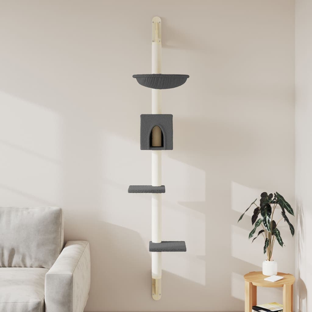 Albero per Gatti con Tiragraffi a Parete Grigio Scuro 187 cm — miniatura 1 di 6