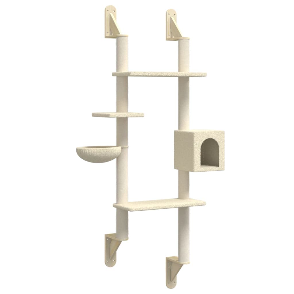 Albero per Gatti con Tiragraffi a Parete Crema 180 cm — miniatura 2 di 6