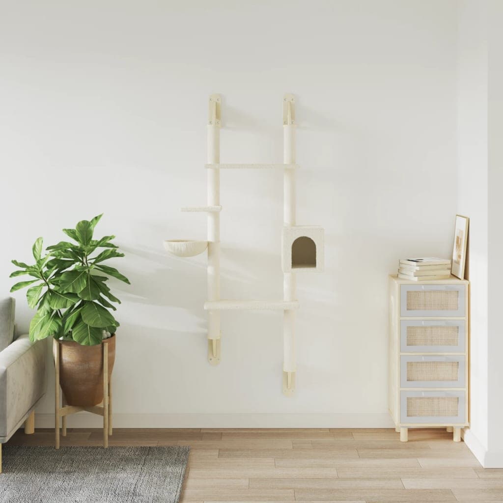 Albero per Gatti con Tiragraffi a Parete Crema 180 cm — miniatura 3 di 6