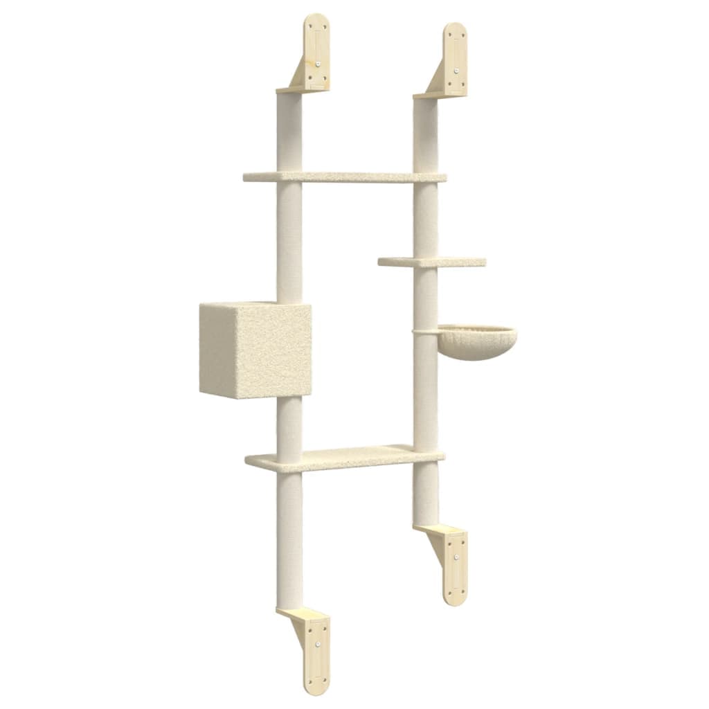 Albero per Gatti con Tiragraffi a Parete Crema 180 cm — miniatura 5 di 6