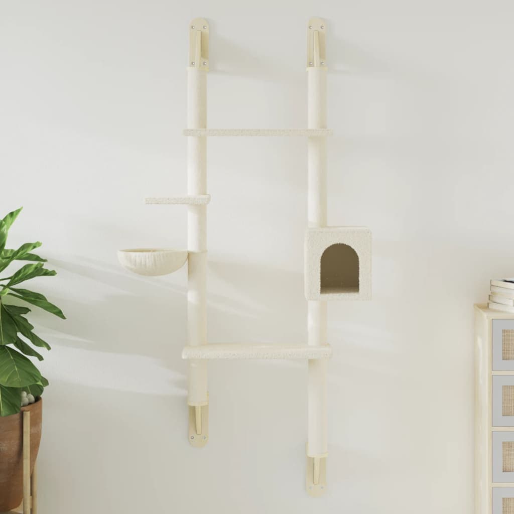 Albero per Gatti con Tiragraffi a Parete Crema 180 cm — miniatura 1 di 6