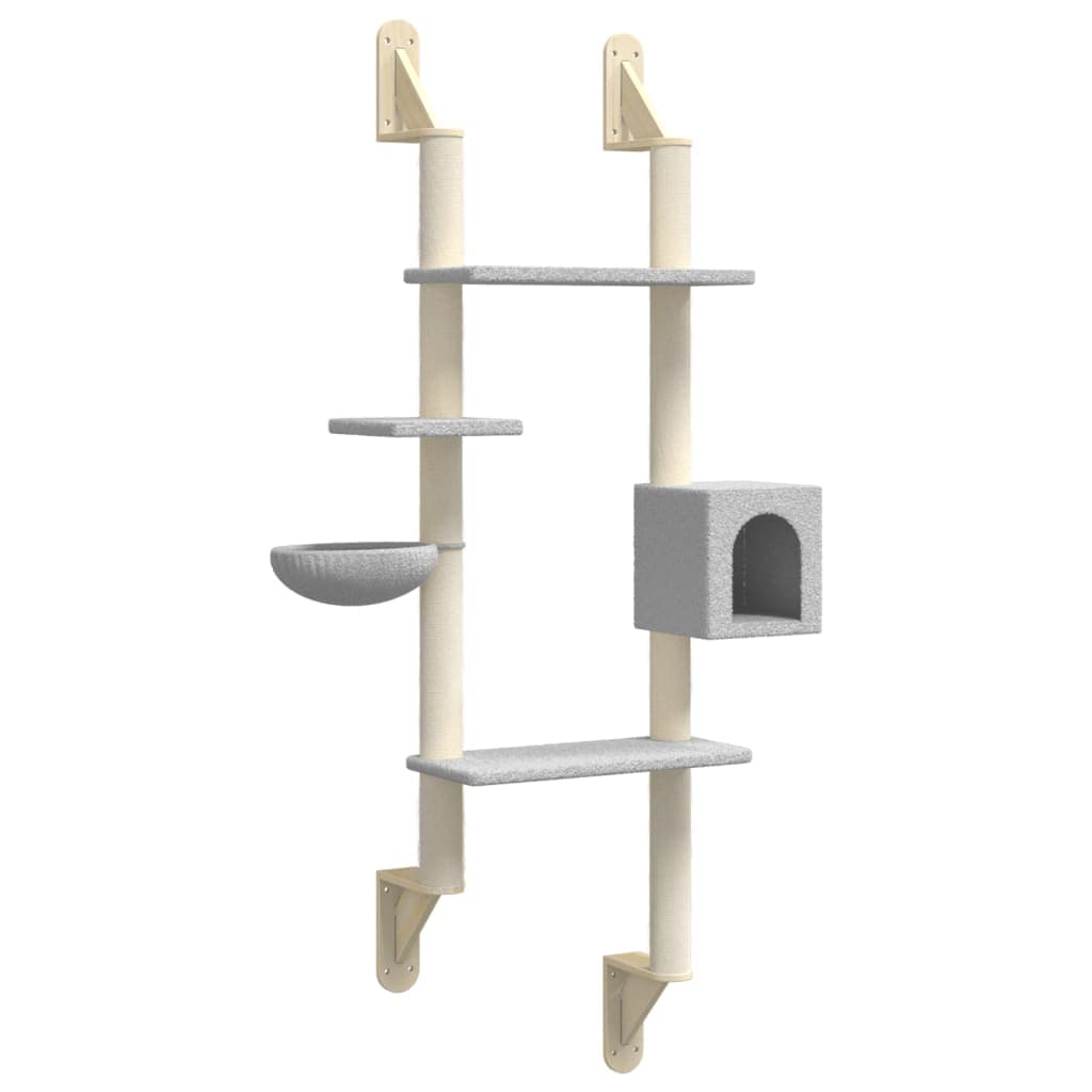 Albero per Gatti con Tiragraffi a Parete Grigio Chiaro 180 cm — miniatura 2 di 6
