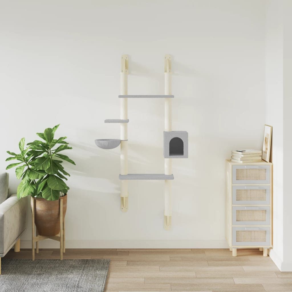 Albero per Gatti con Tiragraffi a Parete Grigio Chiaro 180 cm — miniatura 3 di 6