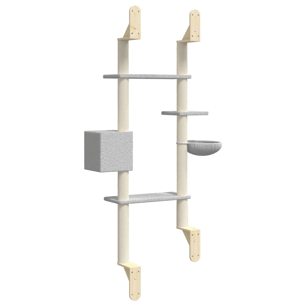 Albero per Gatti con Tiragraffi a Parete Grigio Chiaro 180 cm — miniatura 5 di 6