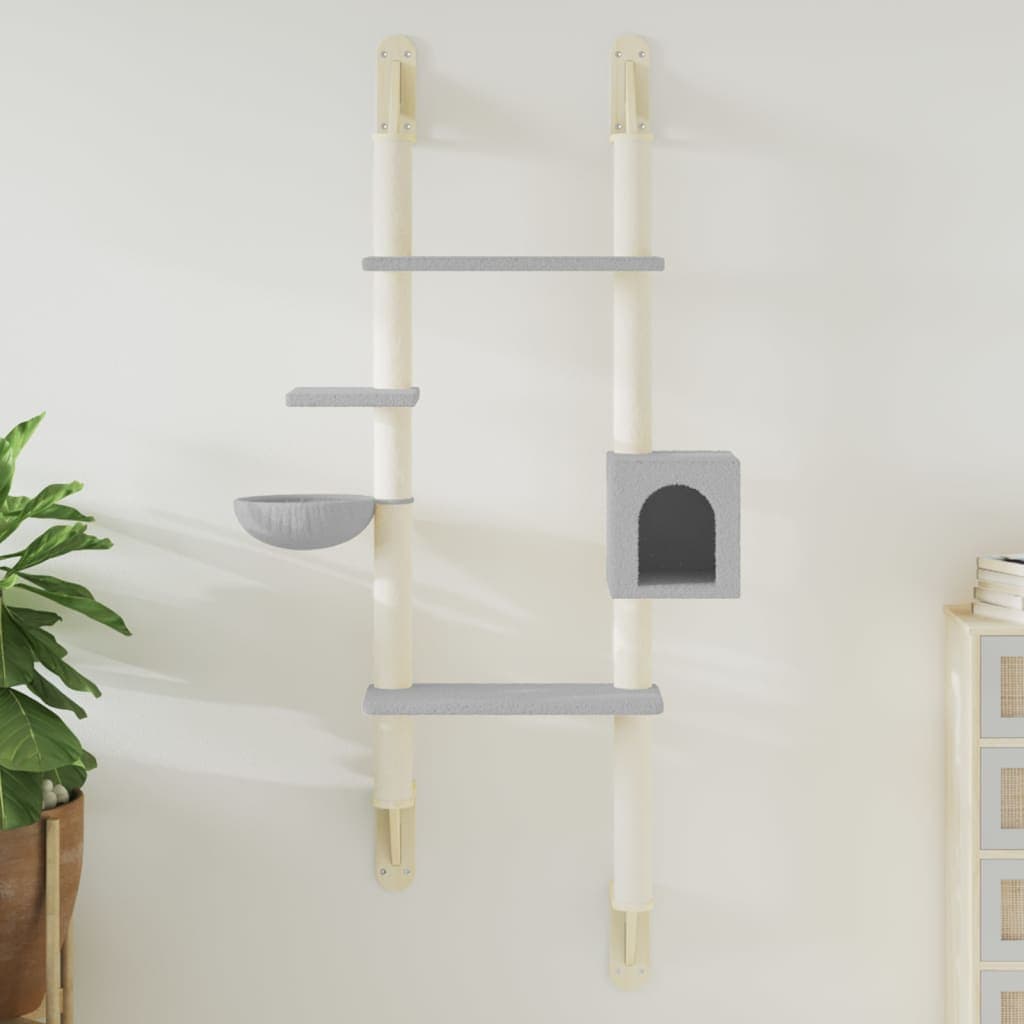 Albero per Gatti con Tiragraffi a Parete Grigio Chiaro 180 cm — miniatura 1 di 6