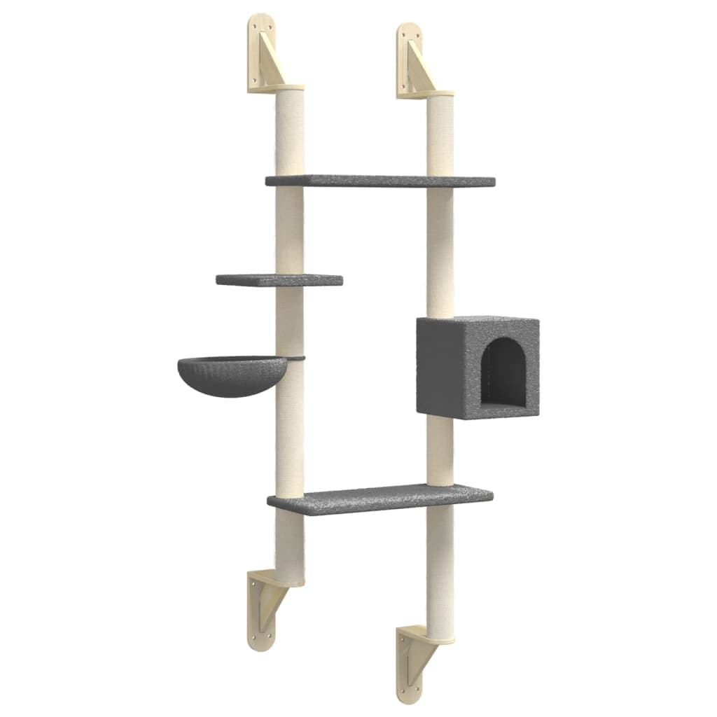 Albero per Gatti con Tiragraffi a Parete Grigio Scuro 180 cm — miniatura 2 di 6