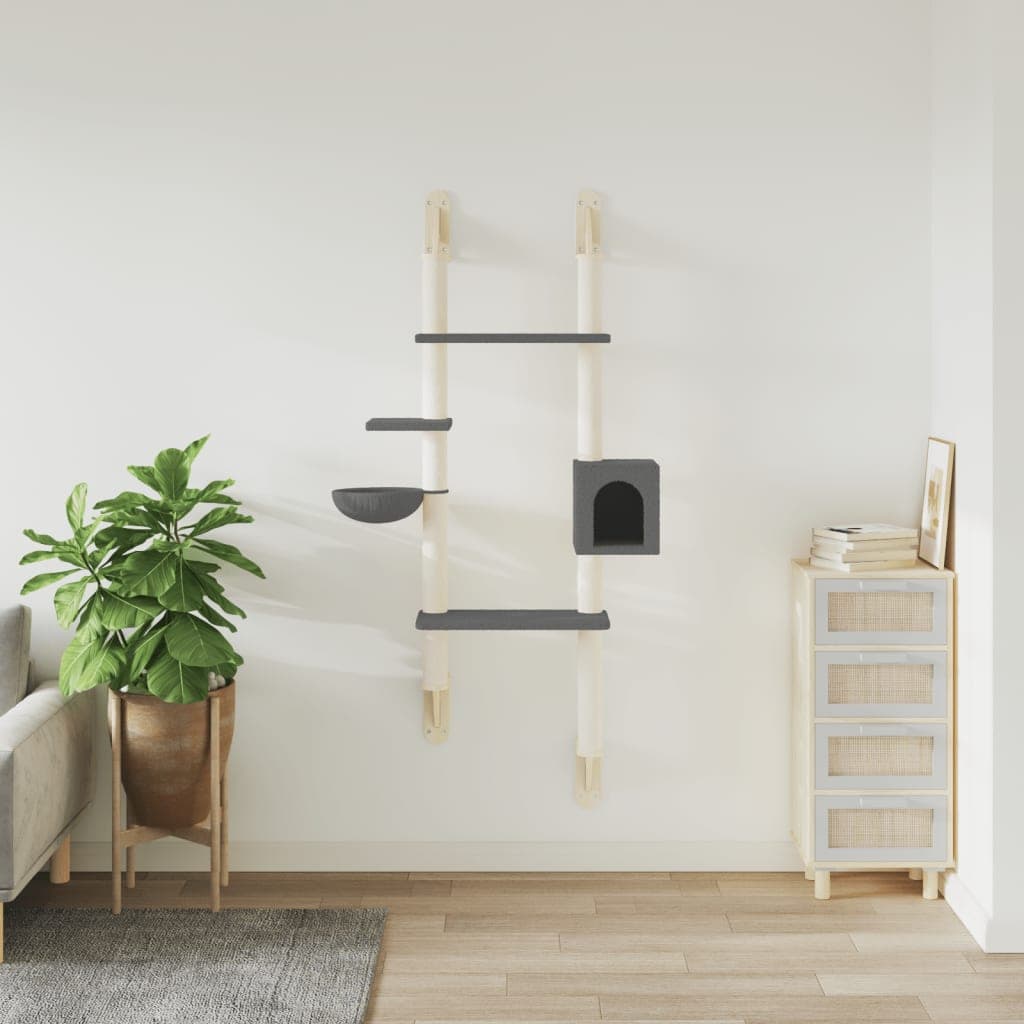 Albero per Gatti con Tiragraffi a Parete Grigio Scuro 180 cm — miniatura 3 di 6