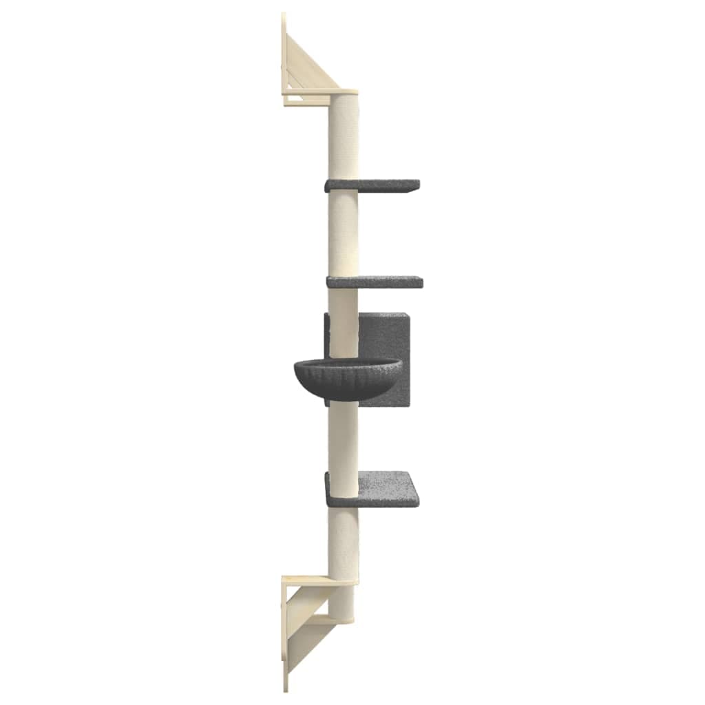 Albero per Gatti con Tiragraffi a Parete Grigio Scuro 180 cm — miniatura 4 di 6