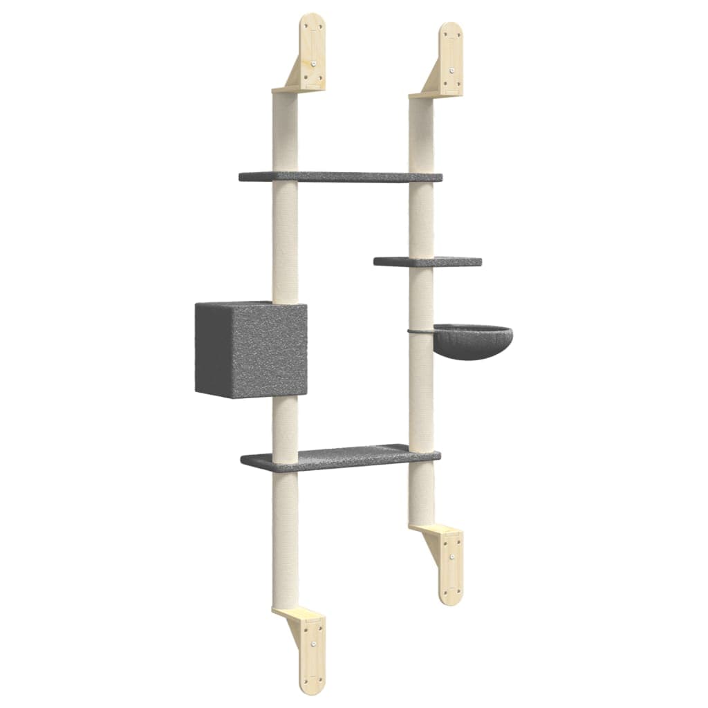 Albero per Gatti con Tiragraffi a Parete Grigio Scuro 180 cm — miniatura 5 di 6