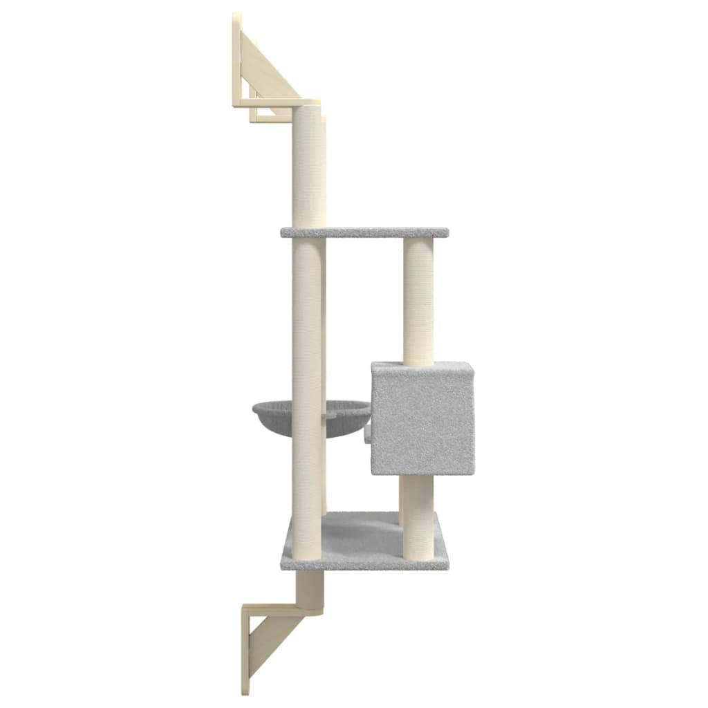 Albero per Gatti con Tiragraffi a Parete Grigio Chiaro 153 cm — miniatura 4 di 6
