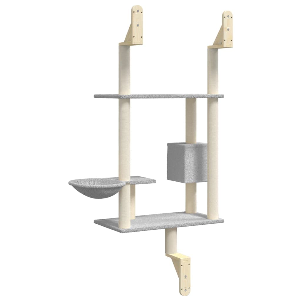 Albero per Gatti con Tiragraffi a Parete Grigio Chiaro 153 cm — miniatura 5 di 6