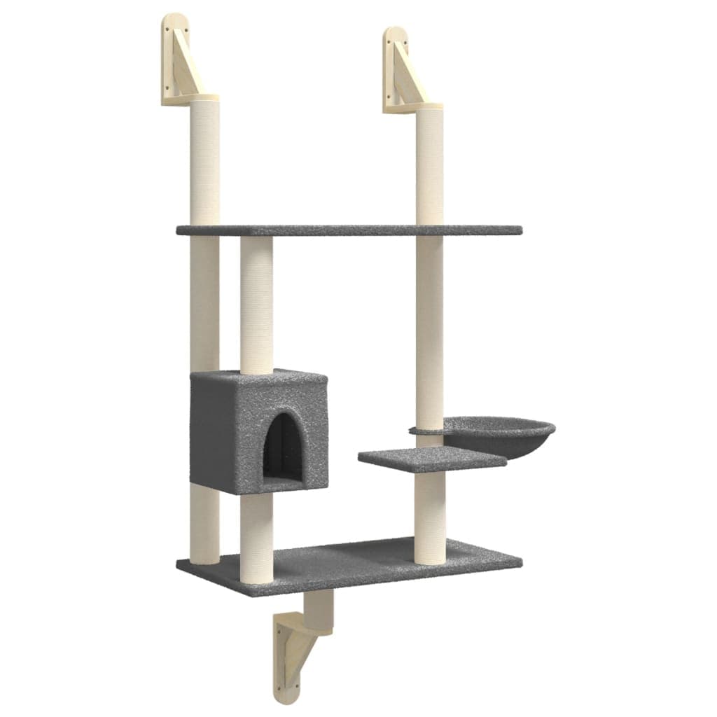 Albero per Gatti con Tiragraffi a Parete Grigio Scuro 153 cm — miniatura 2 di 6