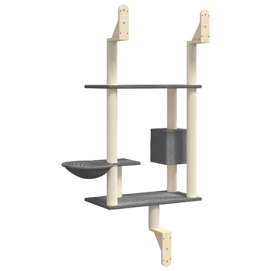 Albero per Gatti con Tiragraffi a Parete Grigio Scuro 153 cm — miniatura 5 di 6